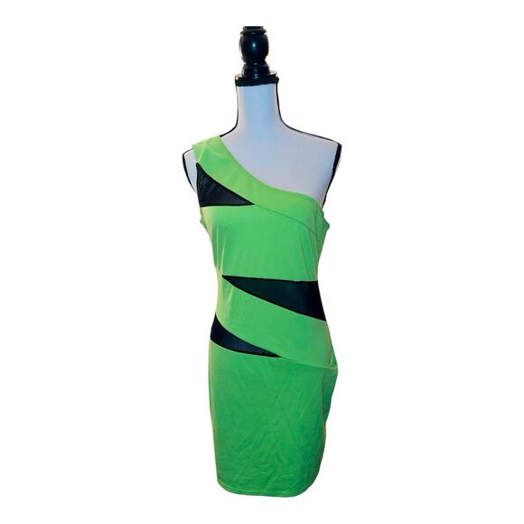 Deb Women’s Lime Green One Shoulder Body on Dress Size XL ***see description*** - Picture 2 of 3